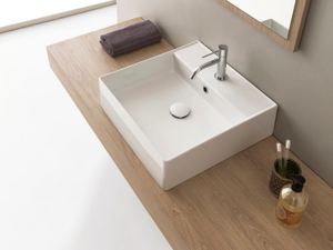 TEOREMA 2.0 - Countertop rectangular ceramic washbasin _ Scarabeo Ceramiche